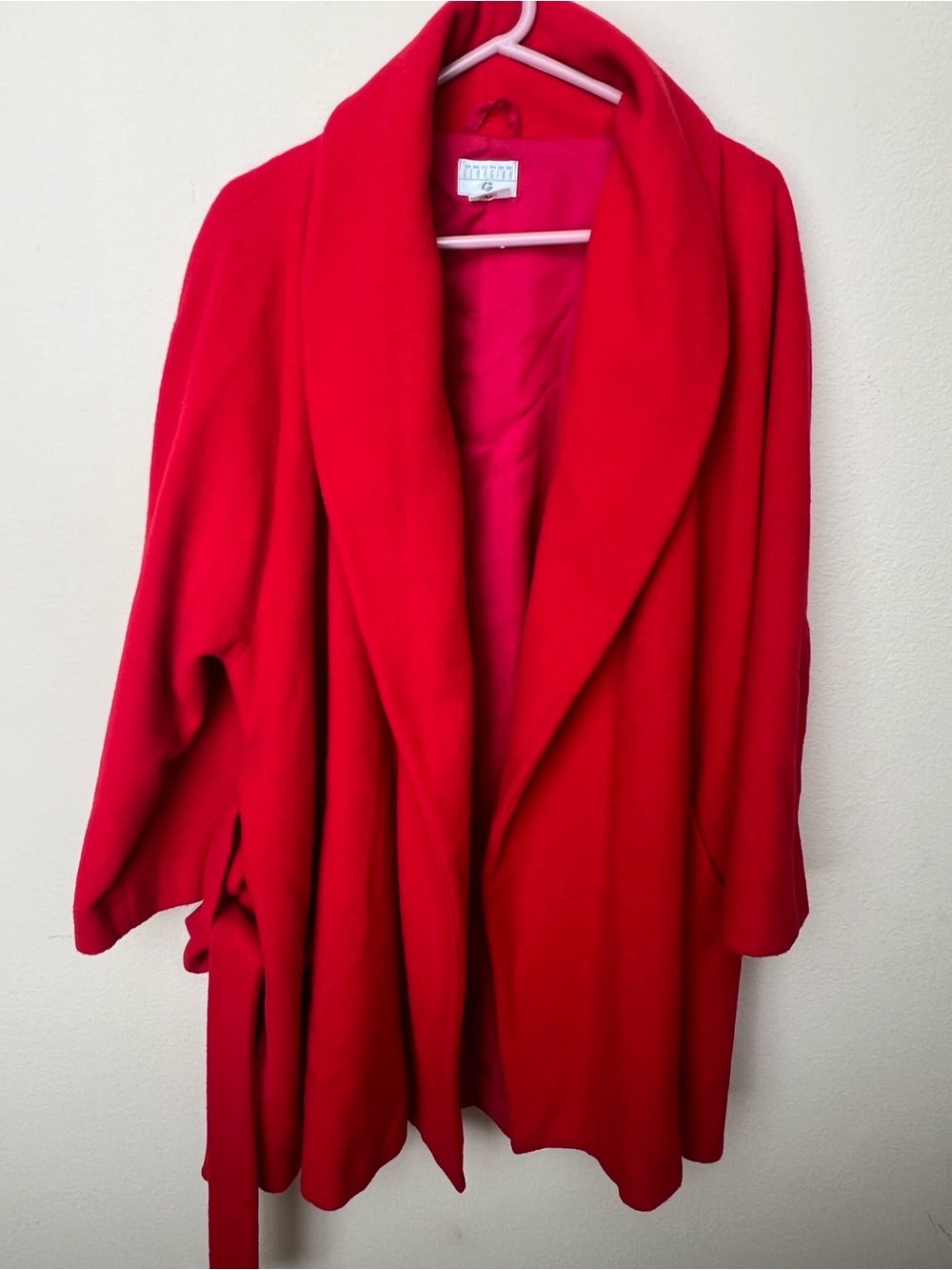 Monet Red Shawl-Collar Tie-Waist Cardigan